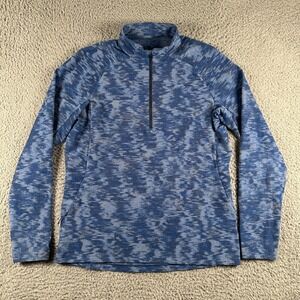 Lululemon Surge Warm Half Zip‎ Shirt Mens L Blue Abstract Long Sleeve Activewear
